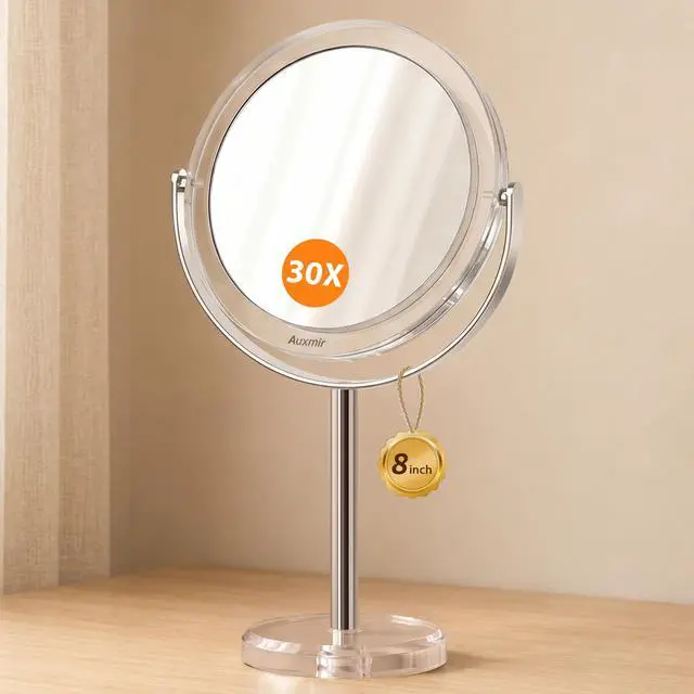 Main image of 1X/ 30X Magnifying Mirror, Double Sided Makeup Mirror with Stand, Vanity Tabletop Mirror with Tweezer, 360° Rotation Portable for Dressing Table Desk Bathroom Bedroom Travel, 8 Inch