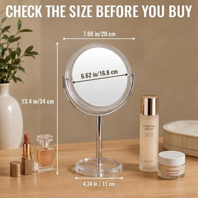 Alt view image 2 of 7 - 1X/ 30X Magnifying Mirror, Double Sided Makeup Mirror with Stand, Vanity Tabletop Mirror with Tweezer, 360° Rotation Portable for Dressing Table Desk Bathroom Bedroom Travel, 8 Inch