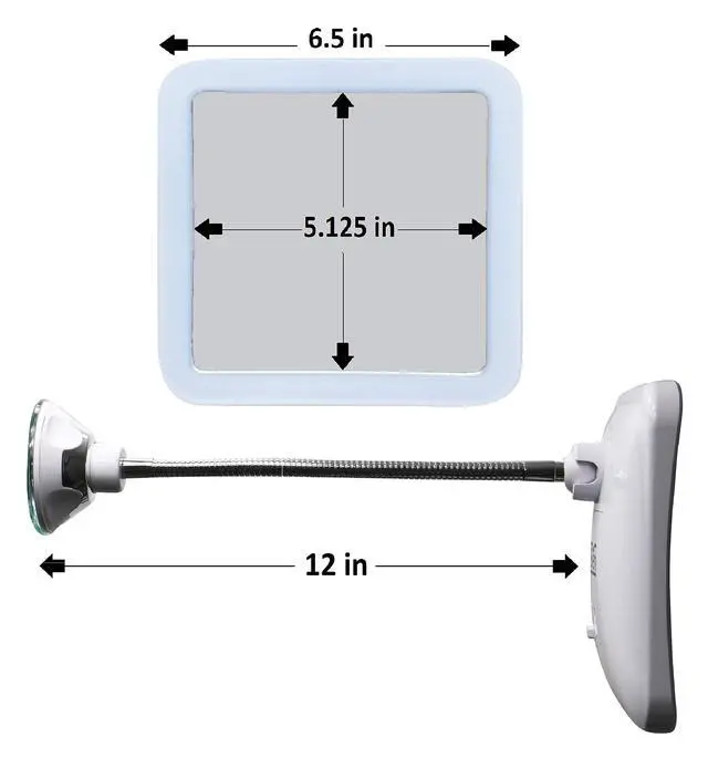 Alt view image 6 of 6 - Square Flexible Gooseneck LED Lighted 10X Magnifying Makeup Mirror, Power Locking Suction Cup, Bright Diffused Light, 360 Degree Swivel, Portable Cordless Travel and Home Bathroom Vanity Mirror