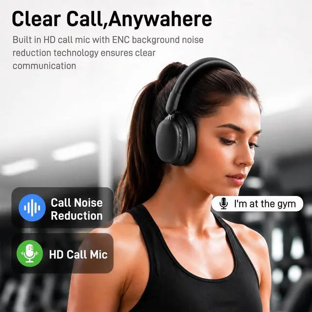 Alt view image 5 of 7 - Bluetooth Headphones Over Ear, 75H Playtime Wireless Headphones with Microphone, Foldable Lightweight Headset with 3 EQ Modes, 3D Stereo Sound Low Latency for Travel Work Cellphone