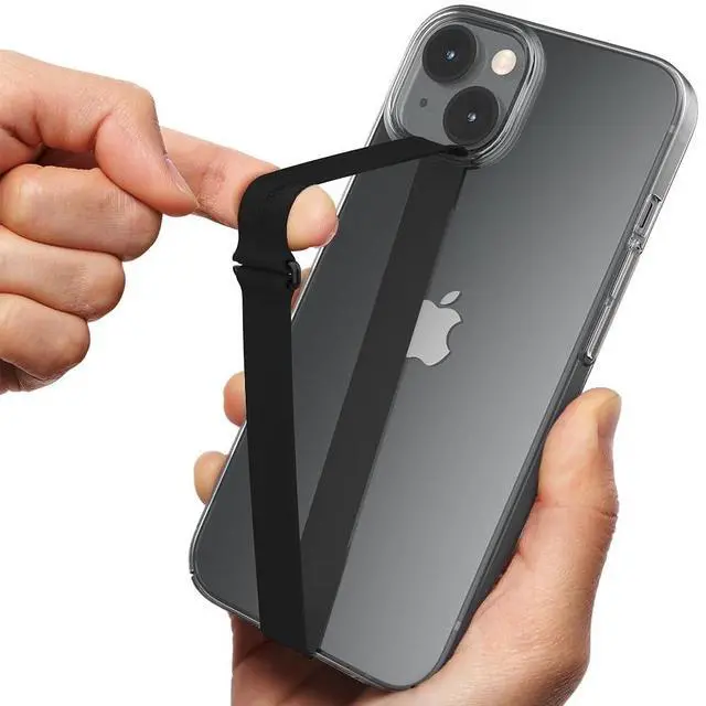 Main image of C-Shaped Clip Finger Phone Grip, Silicone Loop for iPhone Case & Samsung. Black 210