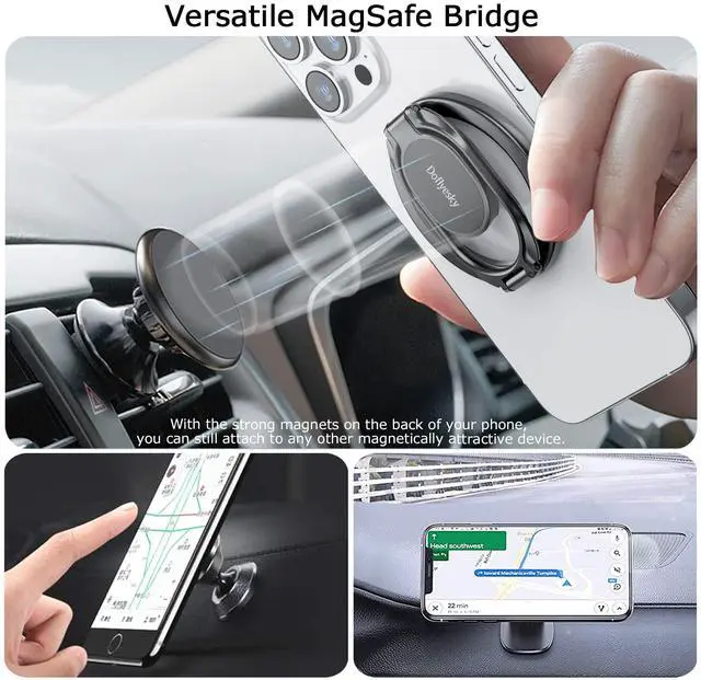 Alt view image 4 of 7 - Magnetic Phone Ring Holder for iPhone, Double Adjustable Gym Phone Grip Holder and Stand Removable for Magsafe Case, iPhone 17/16/15/Pro Max Plus SE
