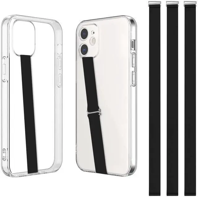 Main image of Silicone Phone Grip Strap - Black 210 Phone Hand Strap Holder with Loop for Cell Phones, iPhone Grip, Finger Holder & Back of Phone Grips, Secure Anti-Slip Grip(3 Packs)