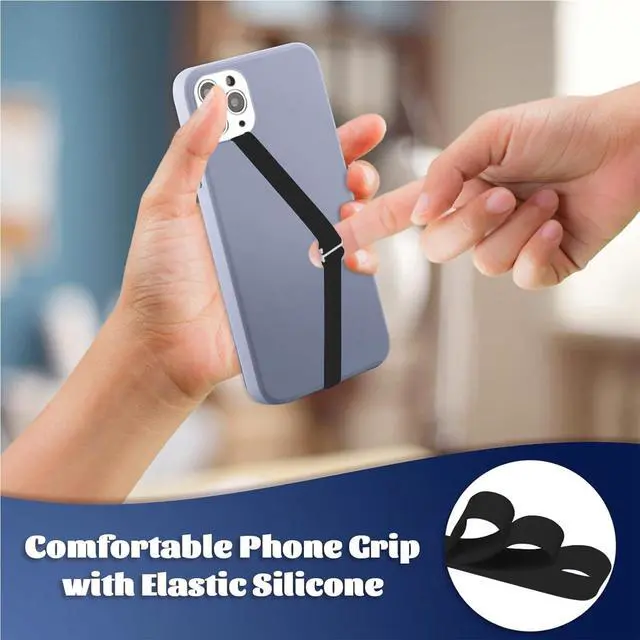 Alt view image 2 of 7 - Silicone Phone Grip Strap - Black 210 Phone Hand Strap Holder with Loop for Cell Phones, iPhone Grip, Finger Holder & Back of Phone Grips, Secure Anti-Slip Grip(3 Packs)