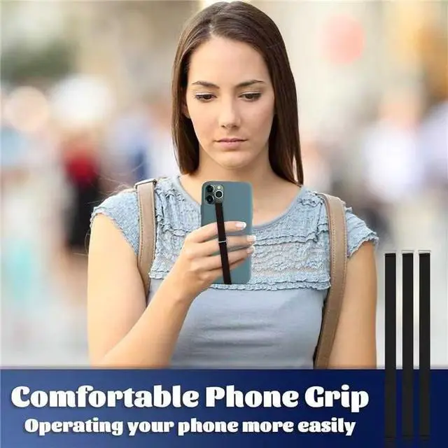 Alt view image 6 of 7 - Silicone Phone Grip Strap - Black 210 Phone Hand Strap Holder with Loop for Cell Phones, iPhone Grip, Finger Holder & Back of Phone Grips, Secure Anti-Slip Grip(3 Packs)