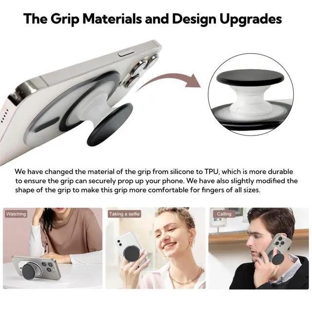 Alt view image 3 of 6 - for MagSafe Phone Grip, Magnetic Phone Grips, Expandable Collapsible Mobile Phone Grip Stand Holder with Kickstand for Magsafe Stand Compatible for iPhone 17 16 15 14 13 Series,Transparent Black
