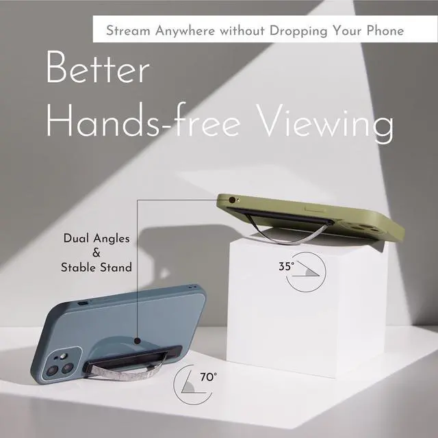 Alt view image 3 of 7 - Ultra Thin Phone Grip Stand,Slim Metal Finger Loop Ring Hand Holder Strap Cell Phone Grips for iPhone 16 Pro Max,17 Air,Android,Case Back - Black x Jet Black