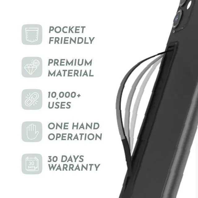 Alt view image 7 of 7 - Ultra Thin Phone Grip Stand,Slim Metal Finger Loop Ring Hand Holder Strap Cell Phone Grips for iPhone 16 Pro Max,17 Air,Android,Case Back - Black x Jet Black