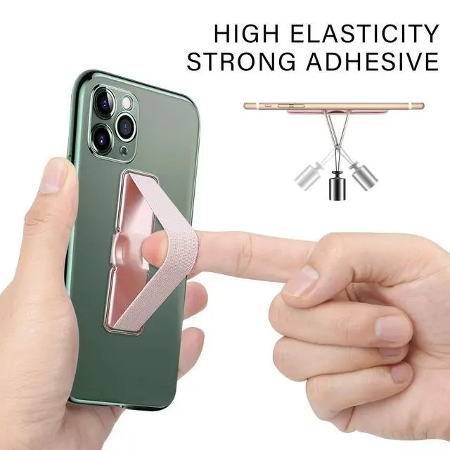 Alt view image 3 of 7 - Phone Strap,4 Pcs Phone Finger Holder Back of Phone Grip with Stand Suitable for iPhone Samsung and Most Smartphones(Black Black Silver Rose Gold 4PCS)