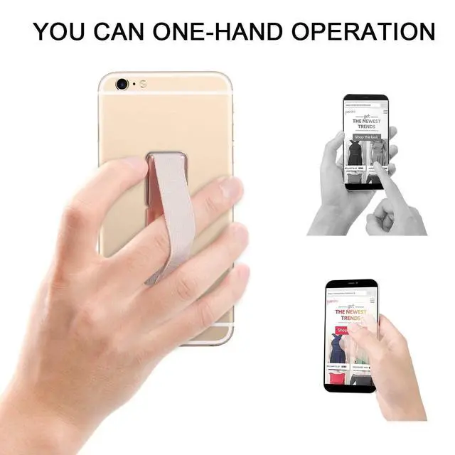 Alt view image 6 of 7 - Phone Strap,4 Pcs Phone Finger Holder Back of Phone Grip with Stand Suitable for iPhone Samsung and Most Smartphones(Black Black Silver Rose Gold 4PCS)