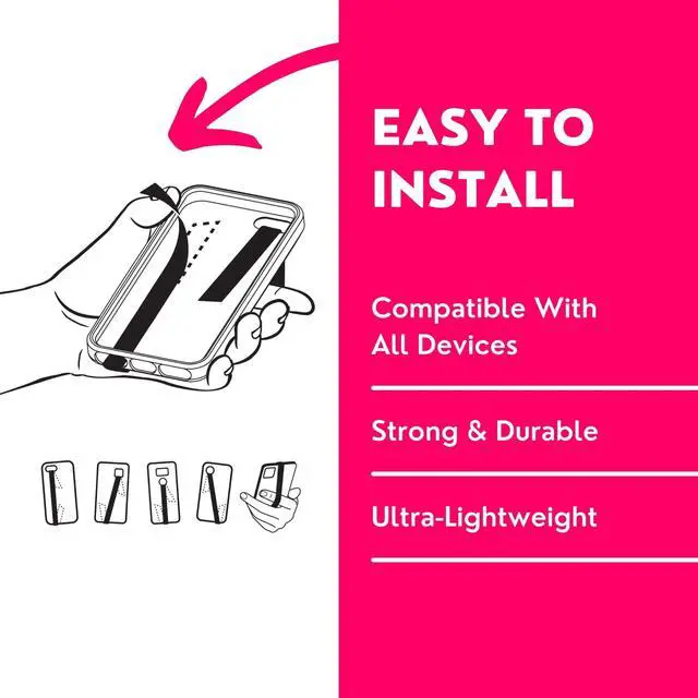 Alt view image 4 of 7 - Non-Elastic Phone Grip, Phone Strap, Phone Holder for Hand - Small, Light and Discreet Phone Loop Cell Phone Holder for Hand - Phone Finger Holder