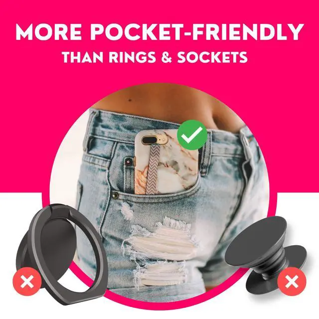 Alt view image 5 of 7 - Non-Elastic Phone Grip, Phone Strap, Phone Holder for Hand - Small, Light and Discreet Phone Loop Cell Phone Holder for Hand - Phone Finger Holder