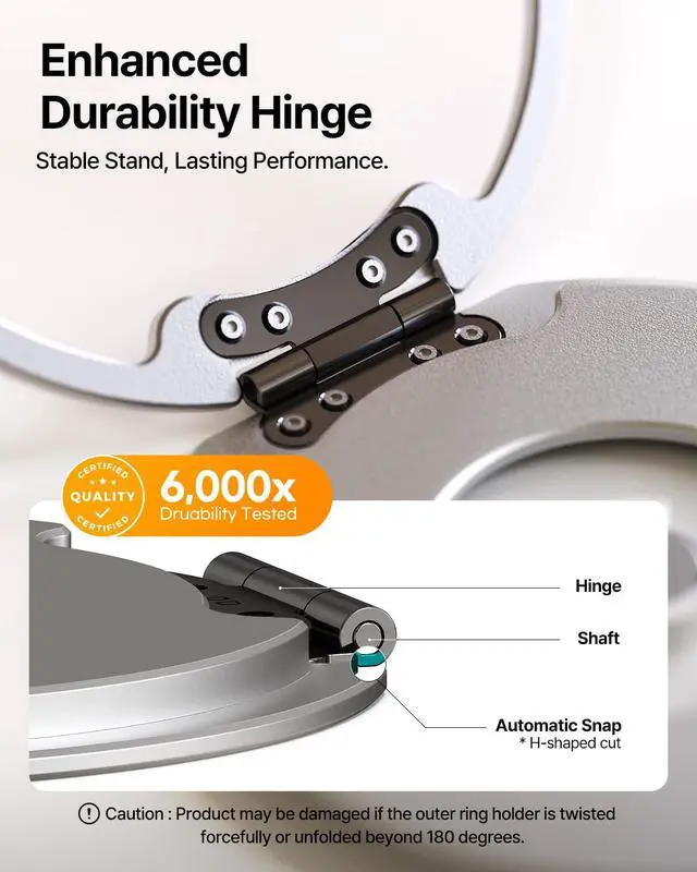 Alt view image 5 of 7 - for MagSafe Phone Grip 3000G Magnetic Hold, Soft Silicone Comfort, Metal Plate Included, iPhone 17/16/15/14/13, M-Tap Tok Ring Stand Silver