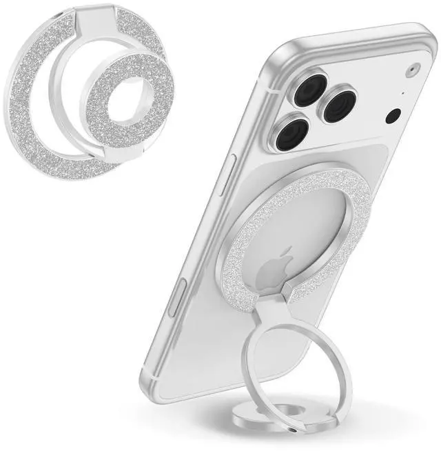 Main image of Magnetic Finger Phone Grip Holder Dual-Sided Magnet Gym Finger Ring Loop Adjustable MagSafe Finger Ring for iPhone 17 Pro Max Air 16e 16 15 14 13 12 Pro Max,Samsung,Phone Stand for Magnetic Car Mount