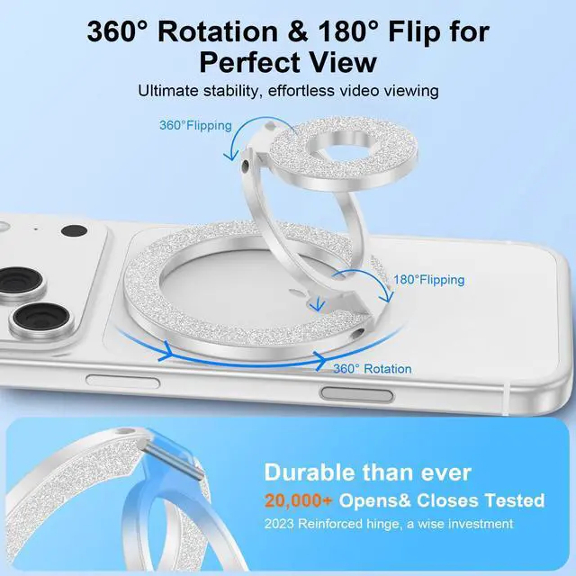 Alt view image 3 of 7 - Magnetic Finger Phone Grip Holder Dual-Sided Magnet Gym Finger Ring Loop Adjustable MagSafe Finger Ring for iPhone 17 Pro Max Air 16e 16 15 14 13 12 Pro Max,Samsung,Phone Stand for Magnetic Car Mount