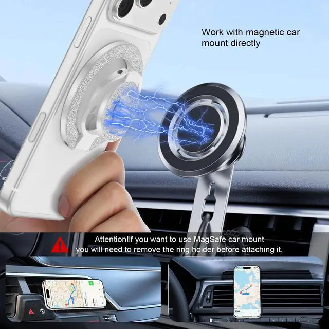 Alt view image 5 of 7 - Magnetic Finger Phone Grip Holder Dual-Sided Magnet Gym Finger Ring Loop Adjustable MagSafe Finger Ring for iPhone 17 Pro Max Air 16e 16 15 14 13 12 Pro Max,Samsung,Phone Stand for Magnetic Car Mount