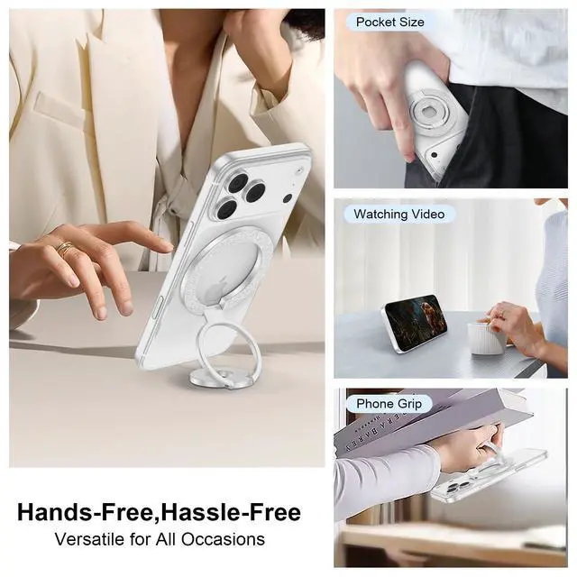 Alt view image 7 of 7 - Magnetic Finger Phone Grip Holder Dual-Sided Magnet Gym Finger Ring Loop Adjustable MagSafe Finger Ring for iPhone 17 Pro Max Air 16e 16 15 14 13 12 Pro Max,Samsung,Phone Stand for Magnetic Car Mount