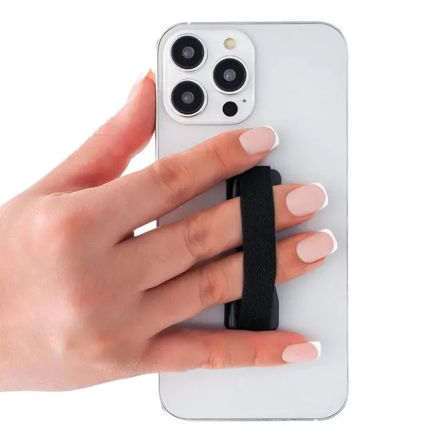 Alt view image 2 of 7 - Phone Grip for Smartphones & Mini Tablets - Phone Holder for Hand - Wireless Charging Compatible - Made in The USA - Solid Black