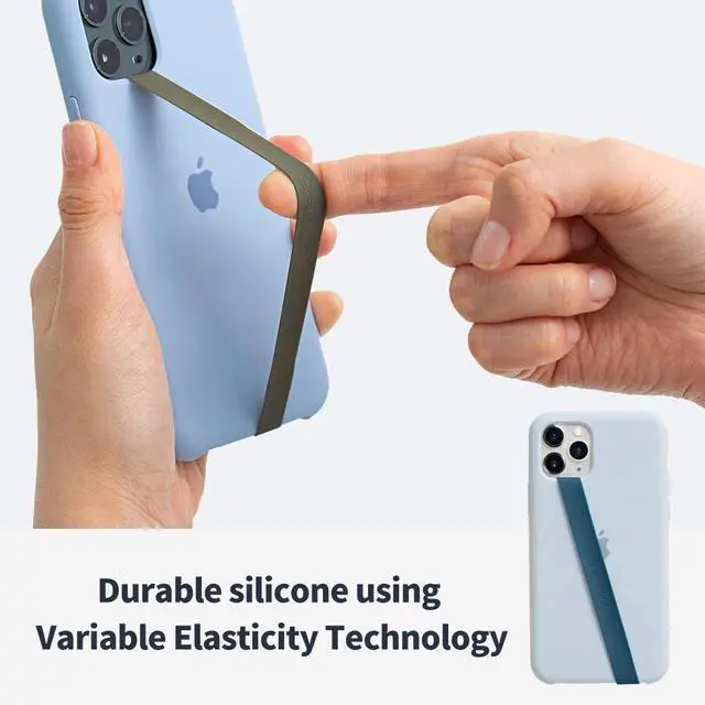 Alt view image 2 of 7 - Stretchable Silicone Phone Strap, Flexible and Elastic Grip Holder for iPhone & Android, Secure Phone Loops Finger Grip with Wireless Charging Support Sinji Loop White