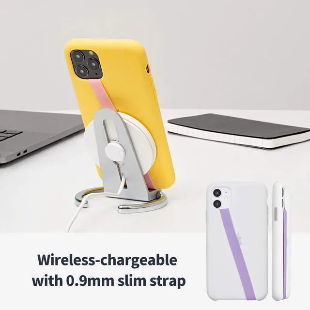 Alt view image 4 of 7 - Stretchable Silicone Phone Strap, Flexible and Elastic Grip Holder for iPhone & Android, Secure Phone Loops Finger Grip with Wireless Charging Support Sinji Loop White