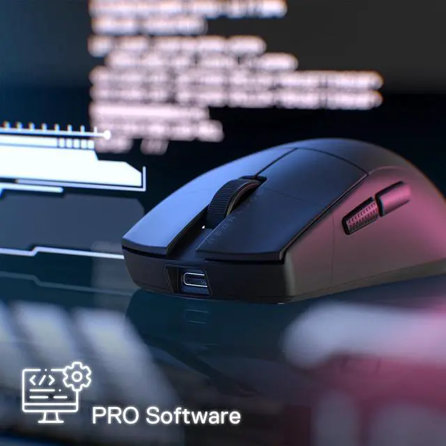 Alt view image 7 of 7 - 3-Mode Wireless Gaming Mouse, Hype-Speed 4K Polling Rate, 49G Ultra-Light 26K DPI Mouse w/Ergonomic Natural Grip Build, Redefinable Macro Buttons, Software Supported