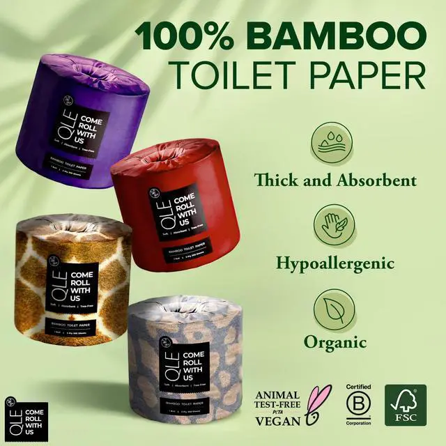 Alt view image 2 of 6 - Bamboo Toilet Paper 4 Pack 3 Ply 300 Sheets Bamboo RV Toilet Paper Rolls - Organic Chemical Free Toilet Paper, Hypoallergenic Toilet Paper Bamboo Soft, Compostable Septic Safe Plant Toilet Paper