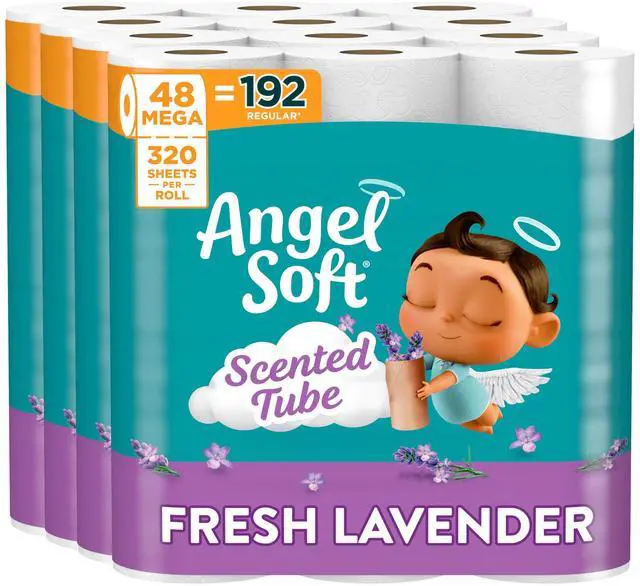 Main image of Soft Toilet Paper with Fresh Lavender Scented Tube, 48 Mega Rolls = 192 Regular Rolls, Soft and Strong Toilet Tissue