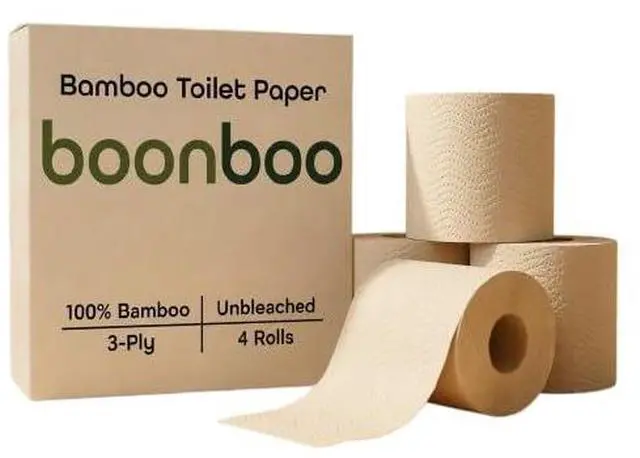 Main image of Bamboo Toilet Paper, 3-Ply Unbleached, 4 Rolls