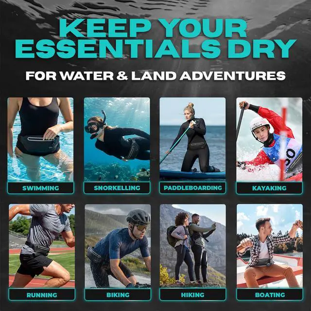 Alt view image 2 of 7 - Waterproof Fanny Pack with Floating Phone Pouch, IPX8 Submersible Waist Pack Dry Bag for Swimming, Snorkeling, Kayaking & SUP, Waterproof Belt Bag for Beach, Travel & Water Sports