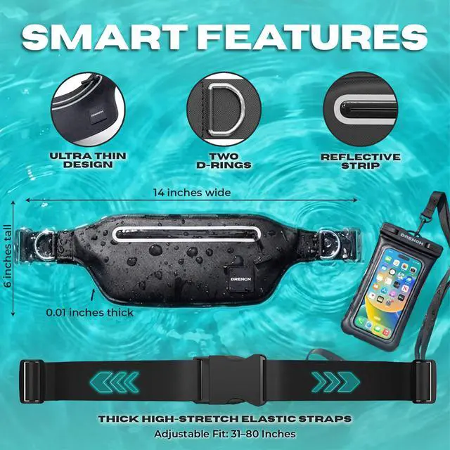 Alt view image 3 of 7 - Waterproof Fanny Pack with Floating Phone Pouch, IPX8 Submersible Waist Pack Dry Bag for Swimming, Snorkeling, Kayaking & SUP, Waterproof Belt Bag for Beach, Travel & Water Sports