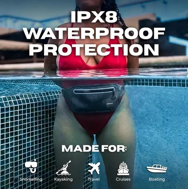 Alt view image 7 of 7 - Waterproof Fanny Pack with Floating Phone Pouch, IPX8 Submersible Waist Pack Dry Bag for Swimming, Snorkeling, Kayaking & SUP, Waterproof Belt Bag for Beach, Travel & Water Sports