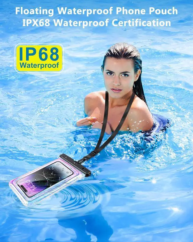 Alt view image 2 of 7 - Waterproof Phone Pouch Floating, IPX68 Waterproof Phone Case with Lanyard for iPhone 17 16 15 14 Pro Max Samsung S26 S25 S24, Up to 7 Inch, Beach Vacation Essentials, Dazzling Purple