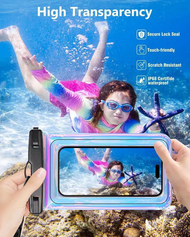 Alt view image 5 of 7 - Waterproof Phone Pouch Floating, IPX68 Waterproof Phone Case with Lanyard for iPhone 17 16 15 14 Pro Max Samsung S26 S25 S24, Up to 7 Inch, Beach Vacation Essentials, Dazzling Purple