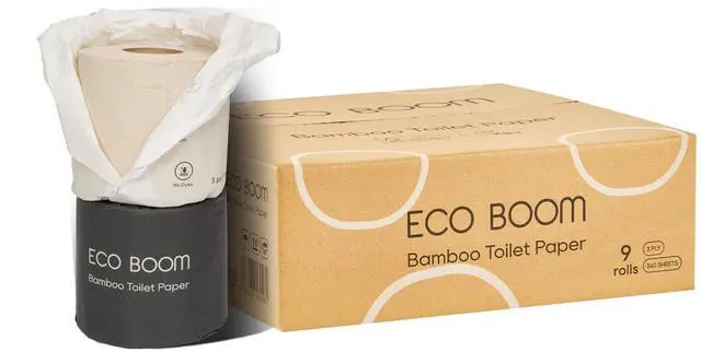 Main image of Unbleached Bamboo Toilet Paper, 100% Tree-Free & Plastic-Free, 3-Ply Strong, FSC Certified, Unscented, 9 Rolls, 360 Sheets | PFAS Free, BPA Free & Septic Safe