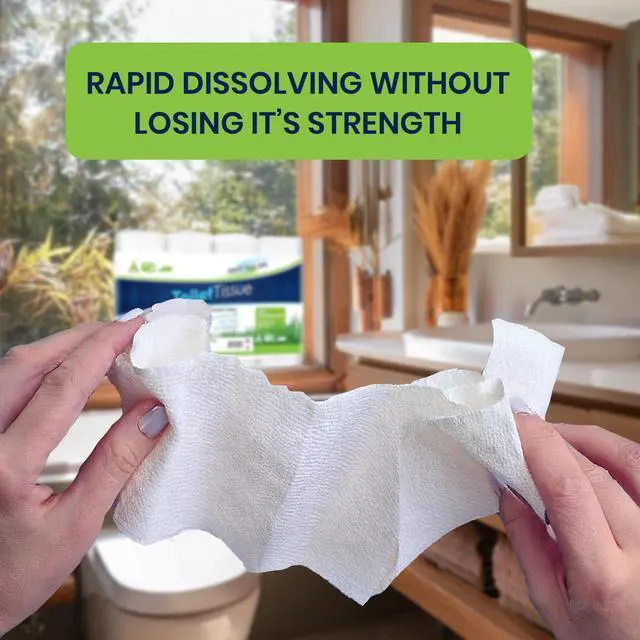 Alt view image 6 of 7 - Septic Tank Safe Toilet Tissue for Campers and RVs Biodegradable Marine Toilet Paper for Boats, Fragrance-Free 2-Ply RV Toilet Paper (8 Rolls, 500 Sheets Each)