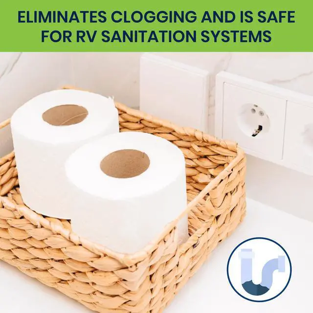 Alt view image 5 of 7 - Septic Tank Safe Toilet Tissue for Campers and RVs Biodegradable Marine Toilet Paper for Boats, Fragrance-Free 2-Ply RV Toilet Paper (8 Rolls, 500 Sheets Each)
