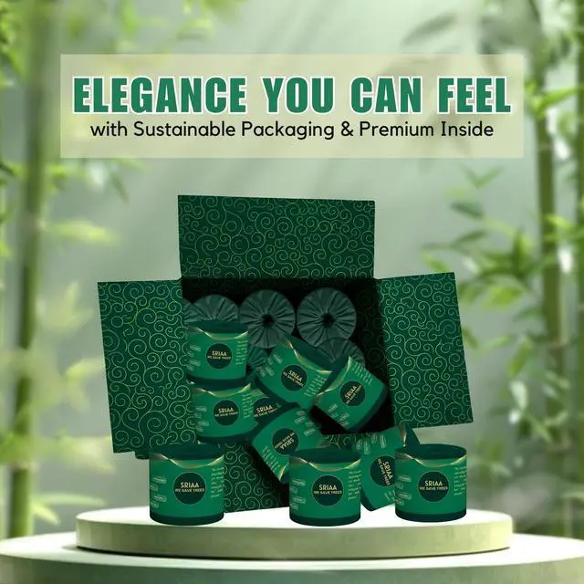Alt view image 4 of 7 - 100% Bamboo Tree-Free Toilet Paper 24 Premium Mega Rolls 3-Ply 300 Sheets