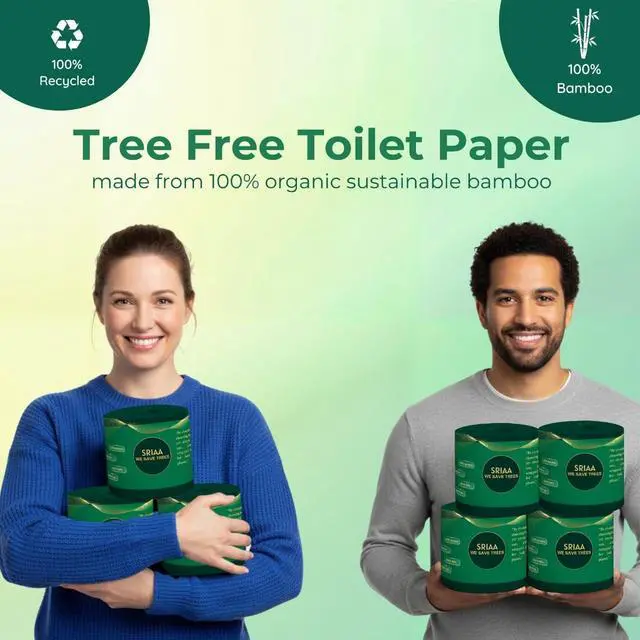 Alt view image 7 of 7 - 100% Bamboo Tree-Free Toilet Paper 24 Premium Mega Rolls 3-Ply 300 Sheets