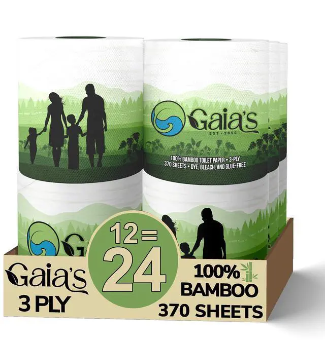 Main image of Premium and Soft Organic Bamboo Toilet Paper | 12 Mega Rolls, 3 Ply, 370 Sheets | FSC Certified, PFAS & BPA Free, Eco-Friendly, Sustainable Tissue - Plastic Free, Septic Safe, Vegan