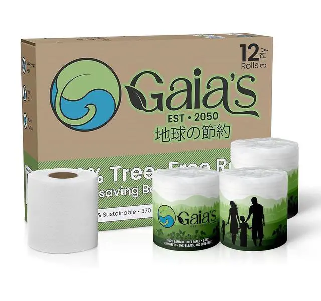 Alt view image 3 of 7 - Premium and Soft Organic Bamboo Toilet Paper | 12 Mega Rolls, 3 Ply, 370 Sheets | FSC Certified, PFAS & BPA Free, Eco-Friendly, Sustainable Tissue - Plastic Free, Septic Safe, Vegan