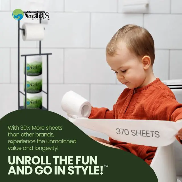 Alt view image 5 of 7 - Premium and Soft Organic Bamboo Toilet Paper | 12 Mega Rolls, 3 Ply, 370 Sheets | FSC Certified, PFAS & BPA Free, Eco-Friendly, Sustainable Tissue - Plastic Free, Septic Safe, Vegan