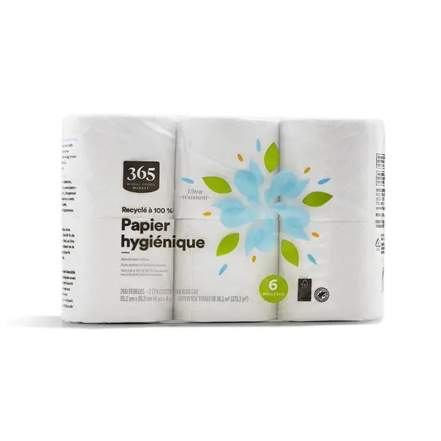 Alt view image 2 of 5 - 100% Recycled Bath Tissue, Ultra-Strong, 260 Sheets per Roll, 6 Count