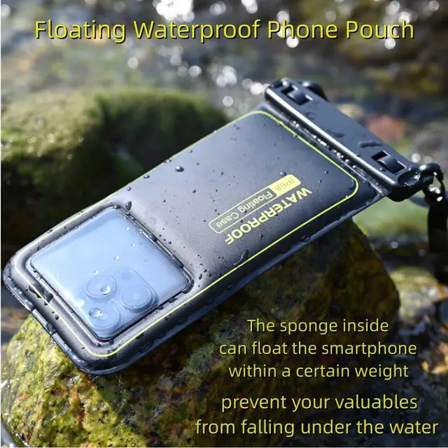 Alt view image 2 of 7 - Waterproof Phone Pouch Floating, IP68 Waterproof Phone Case for iPhone 16 Pro 15 14 13 12 11 Pro Max Samsung Google, Dry Bag with Adjustable Lanyard, Up to 6.7'' Black