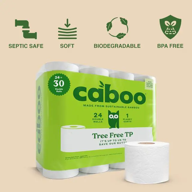 Alt view image 2 of 7 - Tree Free Toilet Paper | Septic Safe, Eco Friendly, Chemical Free, Non Toxic | 2 Ply Toilet Tissue, Pack of 24 Double Rolls, 300 Sheets Per Roll