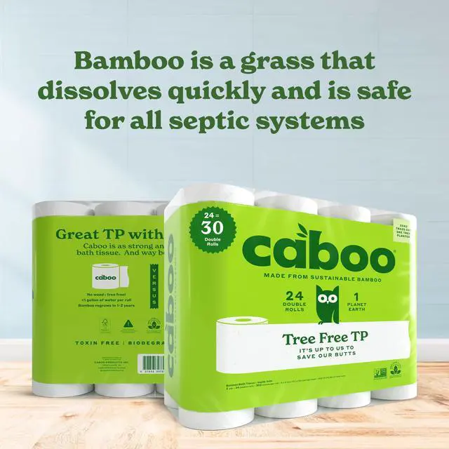 Alt view image 6 of 7 - Tree Free Toilet Paper | Septic Safe, Eco Friendly, Chemical Free, Non Toxic | 2 Ply Toilet Tissue, Pack of 24 Double Rolls, 300 Sheets Per Roll