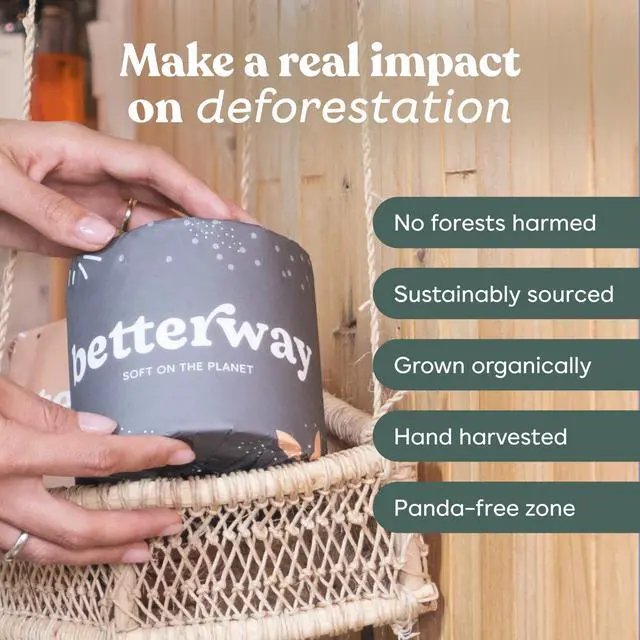 Alt view image 6 of 7 - Bamboo Toilet Paper 3 Ply - Sustainable Toilet Tissue - 12 Long-Lasting Rolls & 360 Sheets Per Roll - Septic Safe - Organic, Plastic & PFAS Free - FSC Certified