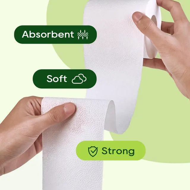 Alt view image 6 of 7 - Bamboo Toilet Paper, Septic Safe Toilet Tissue, 24 Double Rolls, 320 Sheets Per Roll, Tree Free, Non Toxic, 2 Ply, Soft and Absorbent, Eco Friendly Dye-Free Paper
