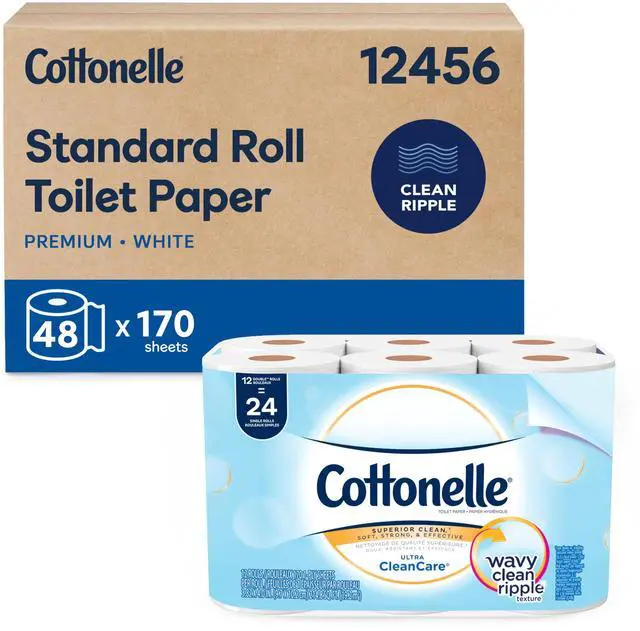 Main image of Standard Roll Toilet Paper, Bulk (12456), Ultra CleanCare Bathroom Tissue, Clean Ripple Texture, White (48 Rolls of 170 Sheets, 8,160 Sheet Total)