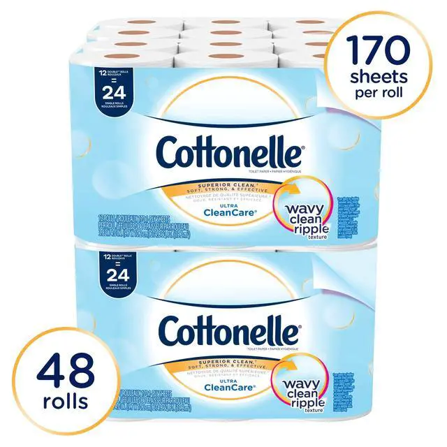 Alt view image 2 of 7 - Standard Roll Toilet Paper, Bulk (12456), Ultra CleanCare Bathroom Tissue, Clean Ripple Texture, White (48 Rolls of 170 Sheets, 8,160 Sheet Total)
