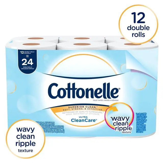 Alt view image 3 of 7 - Standard Roll Toilet Paper, Bulk (12456), Ultra CleanCare Bathroom Tissue, Clean Ripple Texture, White (48 Rolls of 170 Sheets, 8,160 Sheet Total)